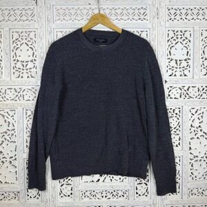 All Saints Gray Cotton Ribbed Chunky Sweater Mens XL Fits Smaller Granola Comfy